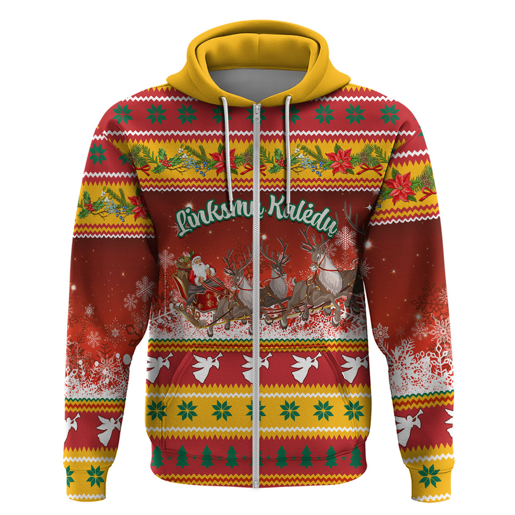 Custom Lithuania Christmas Hoodie Lietuva Santa Claus With Reindeer LT01