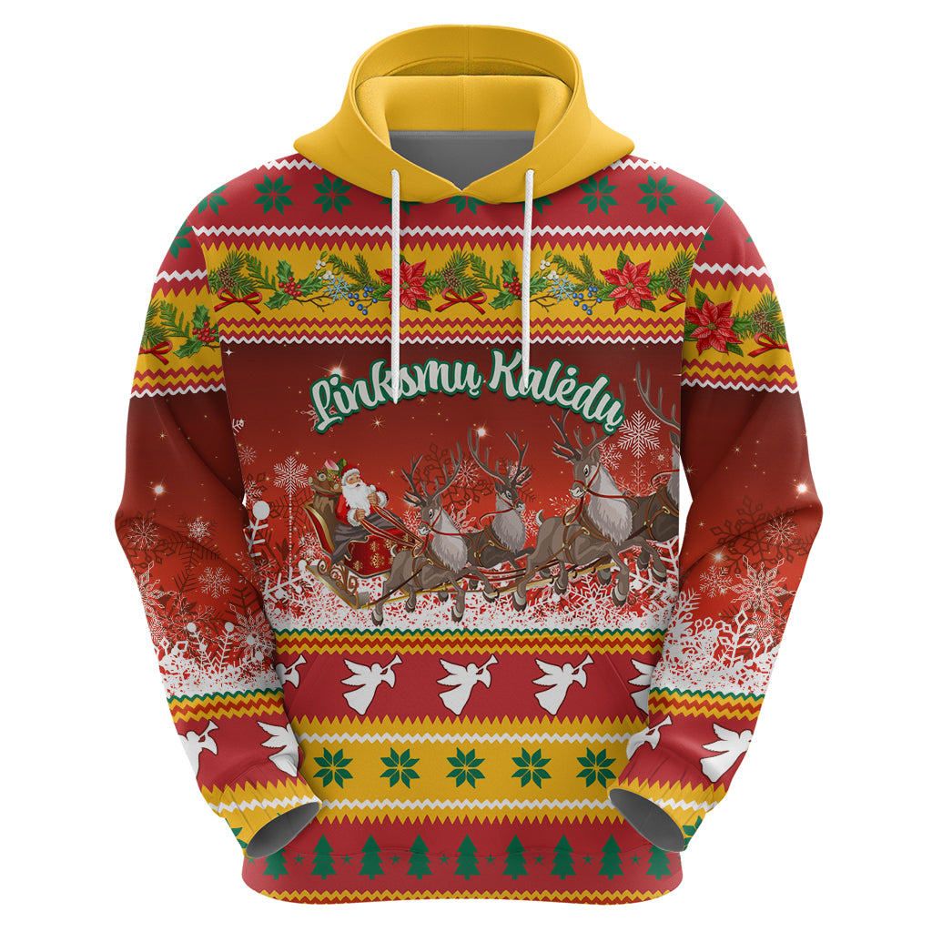 Custom Lithuania Christmas Hoodie Lietuva Santa Claus With Reindeer LT01