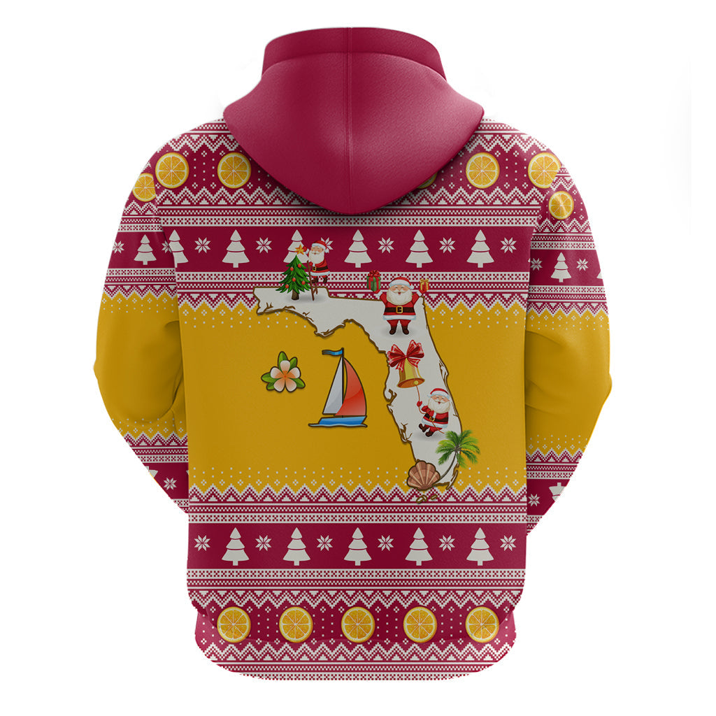 Florida Christmas Hoodie Santa Claus Florida Map With Orange LT01