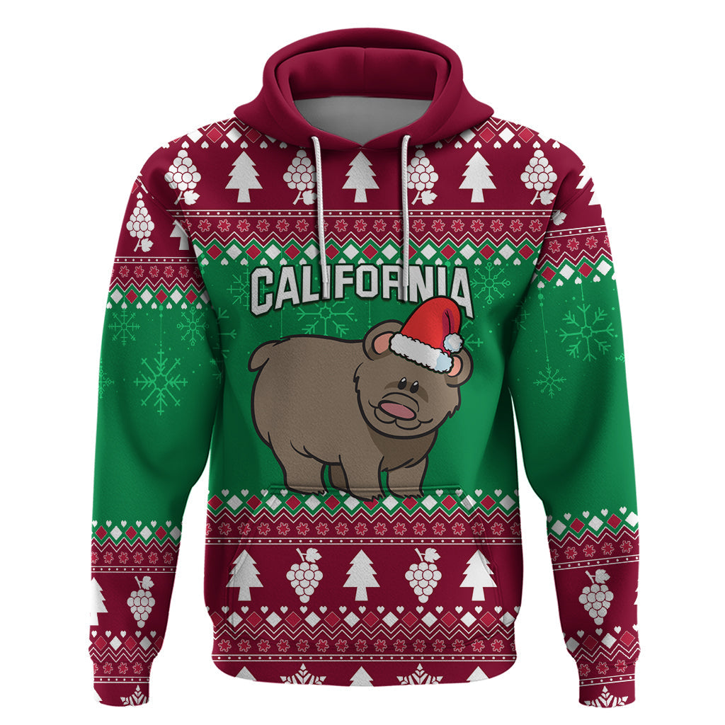Custom California Christmas Hoodie Santa Grizzly Bear With Grape LT01