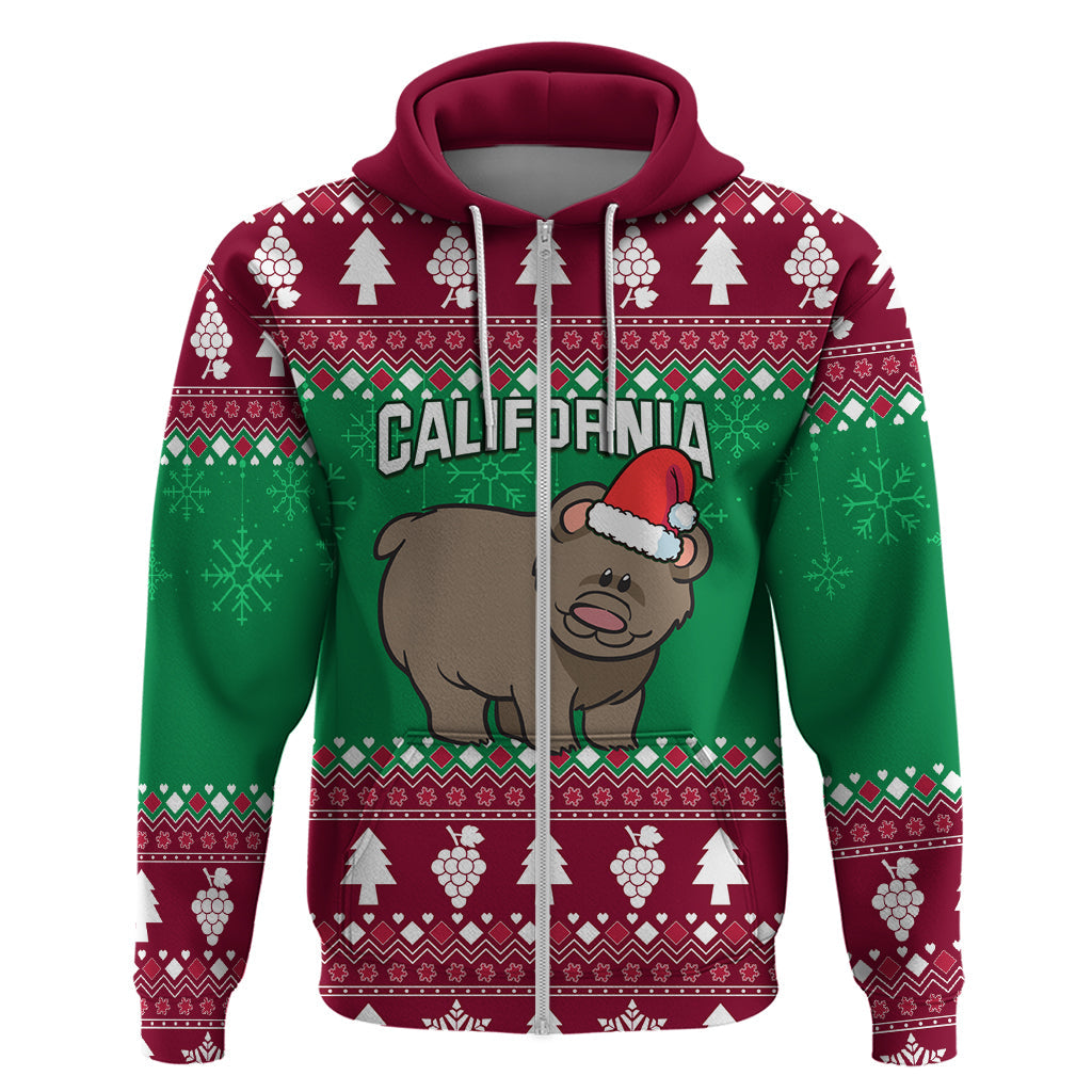 Custom California Christmas Hoodie Santa Grizzly Bear With Grape LT01