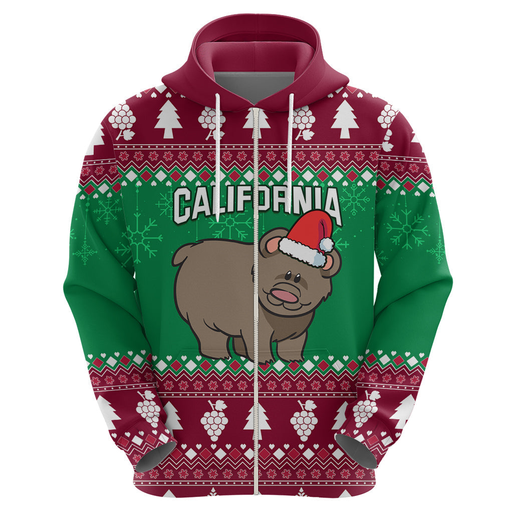 Custom California Christmas Hoodie Santa Grizzly Bear With Grape LT01
