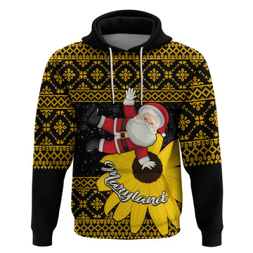 Maryland Christmas Hoodie Santa Claus With Black Eyed Susan Flower LT01