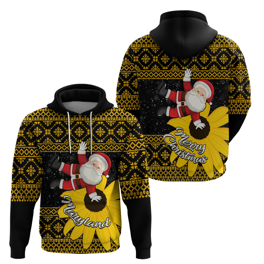 Maryland Christmas Hoodie Santa Claus With Black Eyed Susan Flower LT01