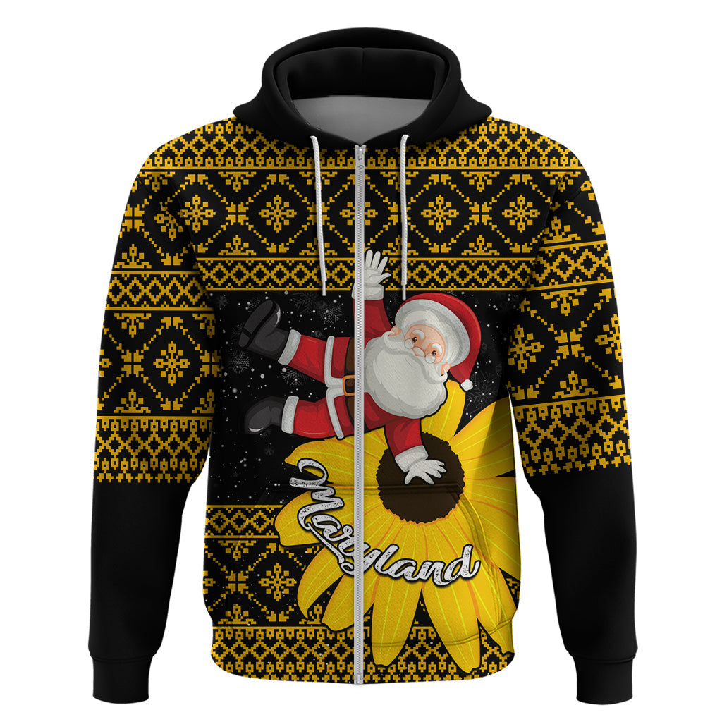 Maryland Christmas Hoodie Santa Claus With Black Eyed Susan Flower LT01