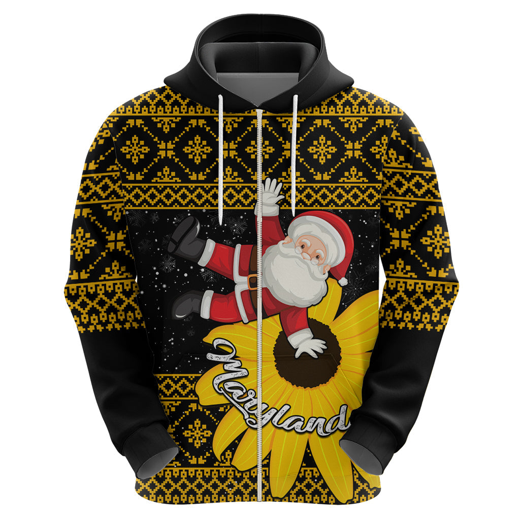 Maryland Christmas Hoodie Santa Claus With Black Eyed Susan Flower LT01