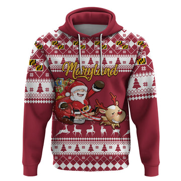 Custom Maryland Christmas Hoodie Santa Claus Riding A Reindeer LT01