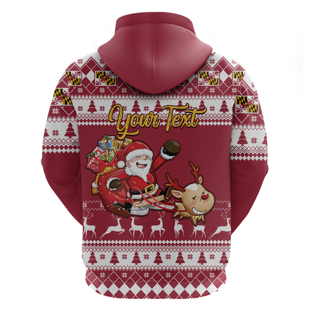 Custom Maryland Christmas Hoodie Santa Claus Riding A Reindeer LT01