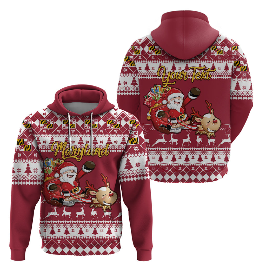 Custom Maryland Christmas Hoodie Santa Claus Riding A Reindeer LT01