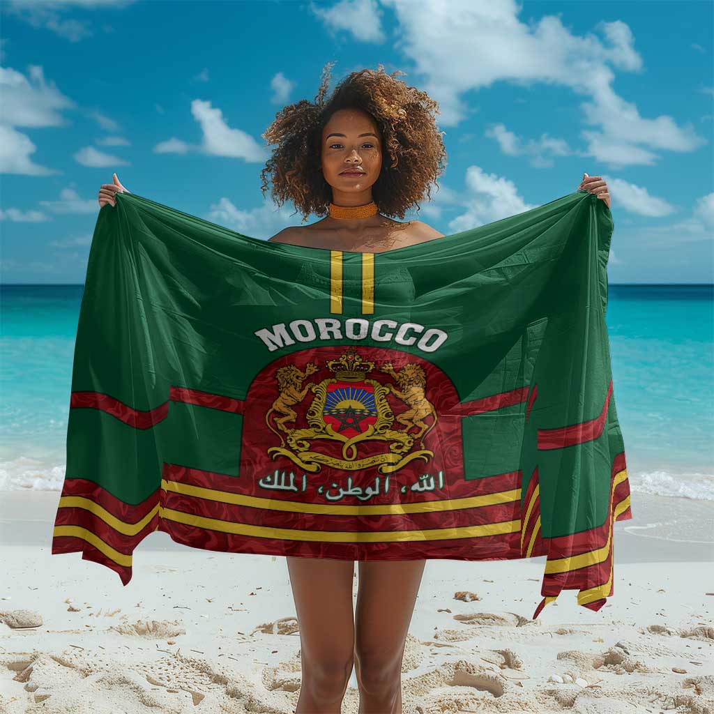 Morocco Proclamation Day Sarong with Marruecos Coat of Arms and Roses Pattern LT01