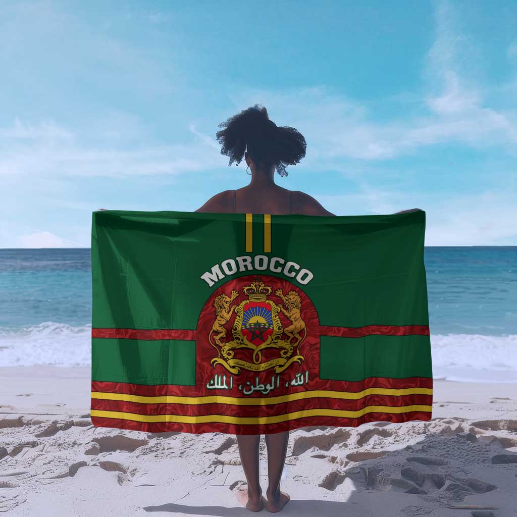 Morocco Proclamation Day Sarong with Marruecos Coat of Arms and Roses Pattern LT01