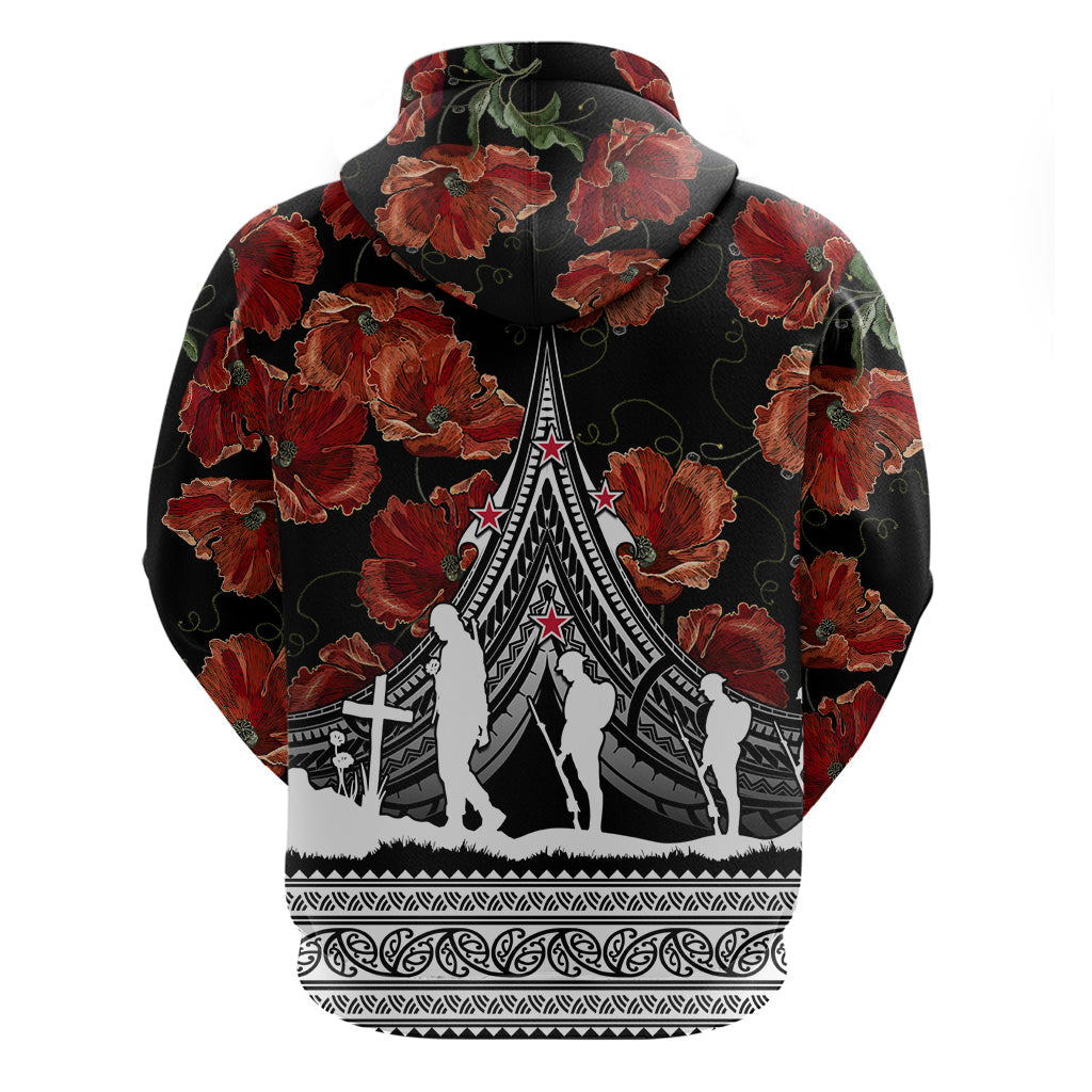 New Zealand ANZAC Day Hoodie Poppy With Polynesian Pattern LT01