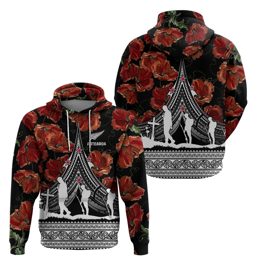 New Zealand ANZAC Day Hoodie Poppy With Polynesian Pattern LT01