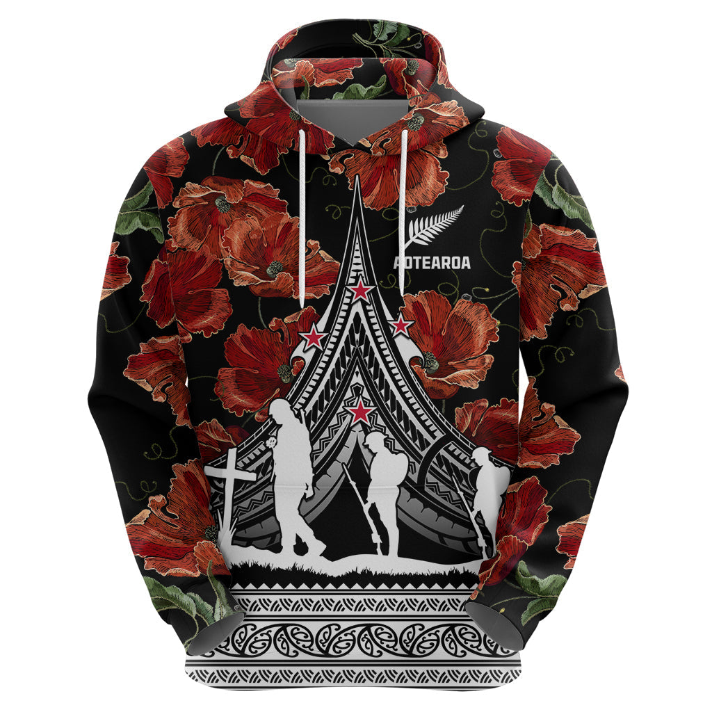 New Zealand ANZAC Day Hoodie Poppy With Polynesian Pattern LT01
