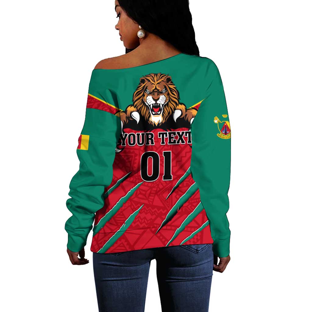 Support Les Lions Indomptables - Cameroon Football Off Shoulder Sweater LT01