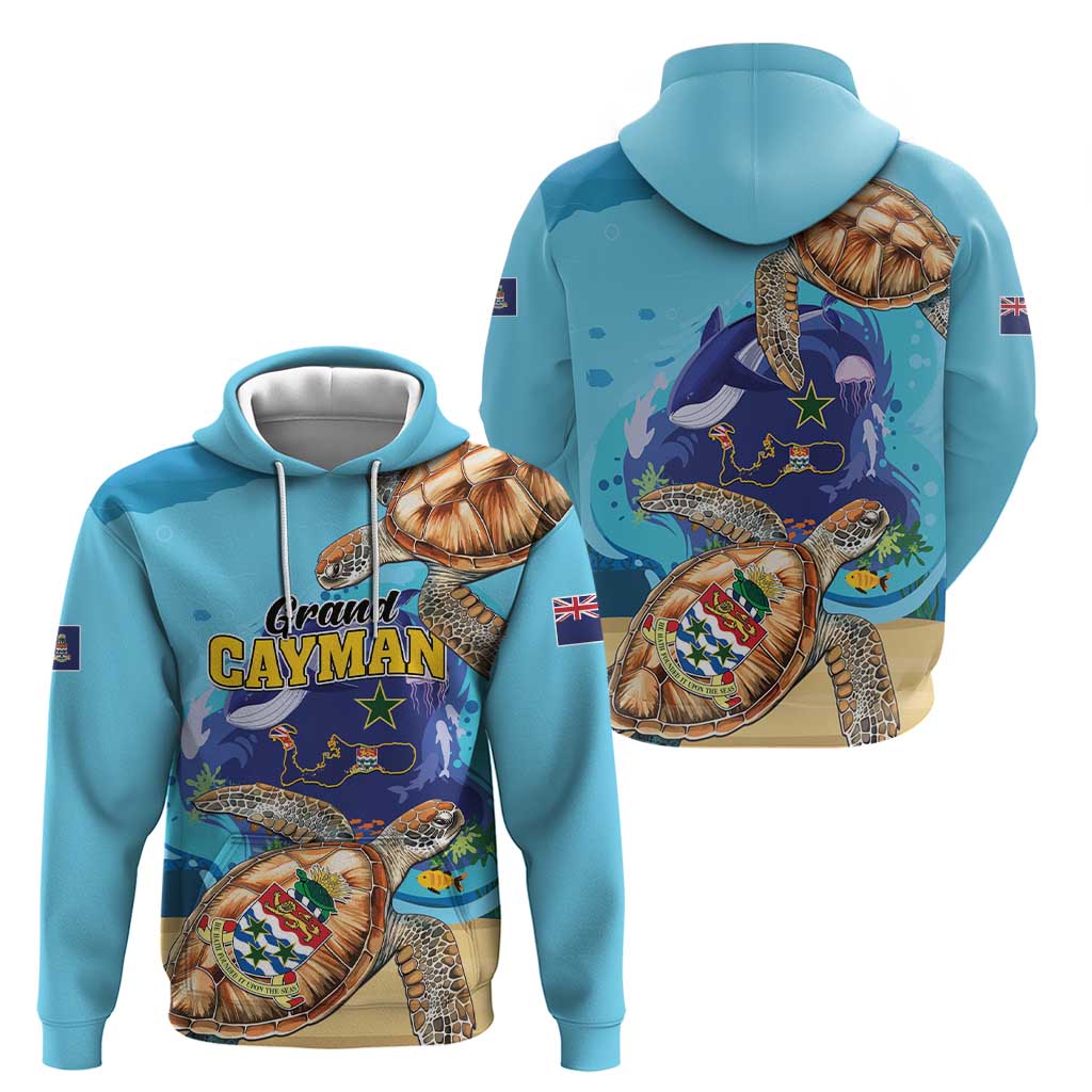 Grand Cayman Map Sea Turtle Hoodie Ocean Vibes LT01