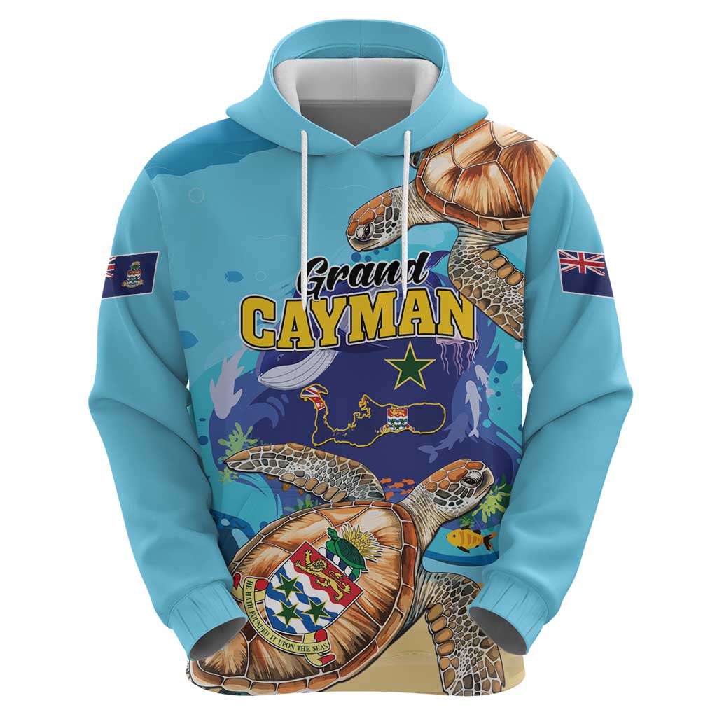 Grand Cayman Map Sea Turtle Hoodie Ocean Vibes LT01