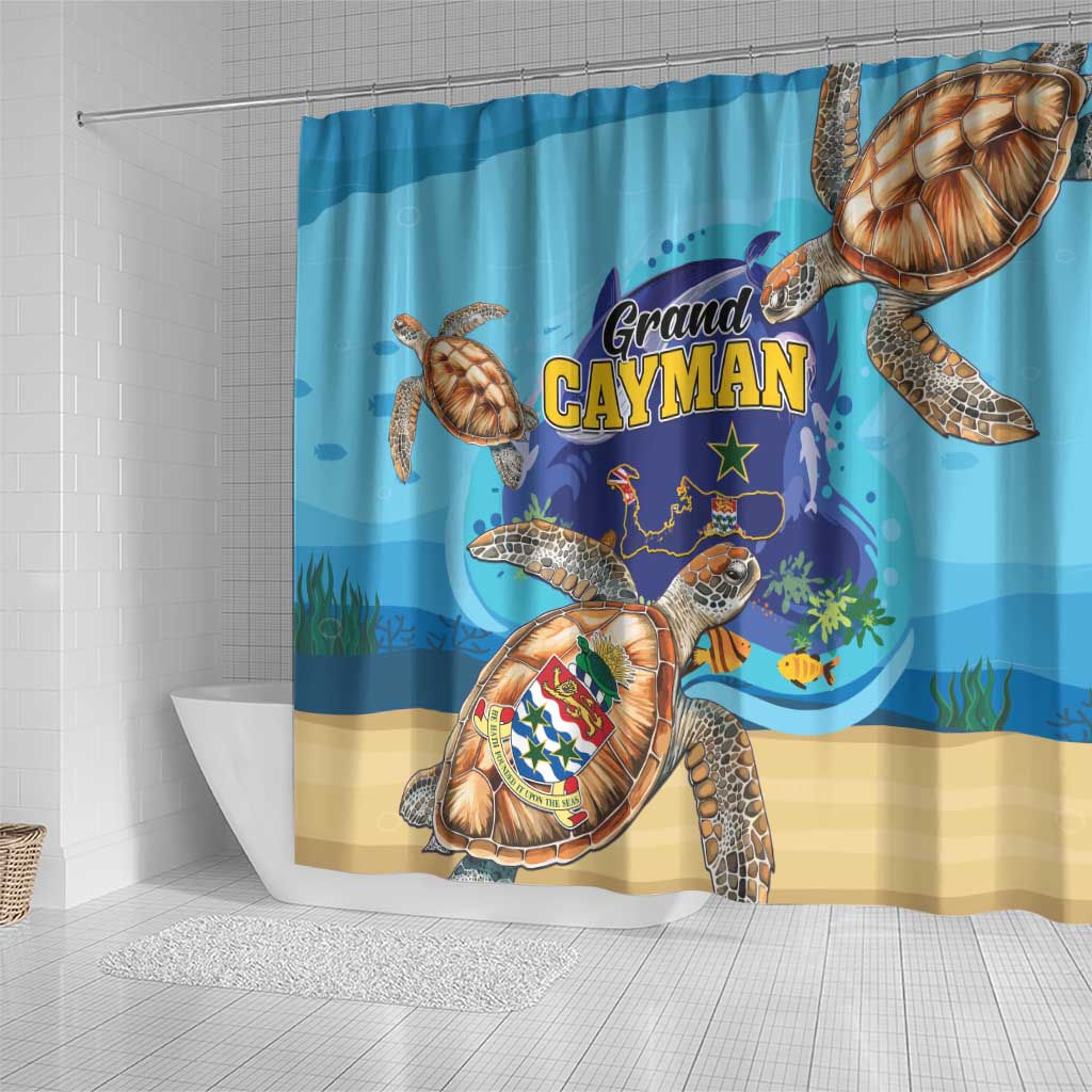 Grand Cayman Map Sea Turtle Shower Curtain Ocean Vibes LT01