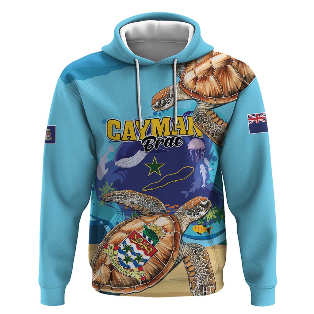 Cayman Brac Map Sea Turtle Hoodie Ocean Vibes LT01