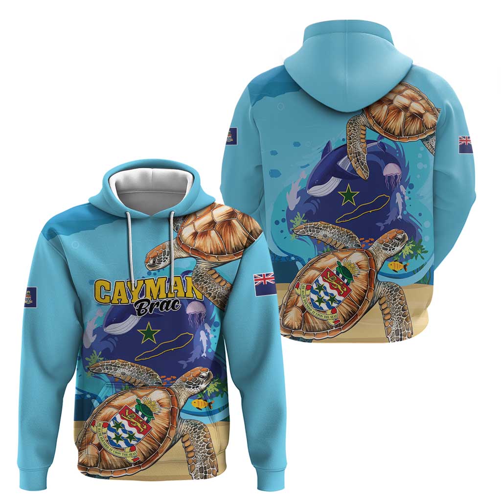 Cayman Brac Map Sea Turtle Hoodie Ocean Vibes LT01