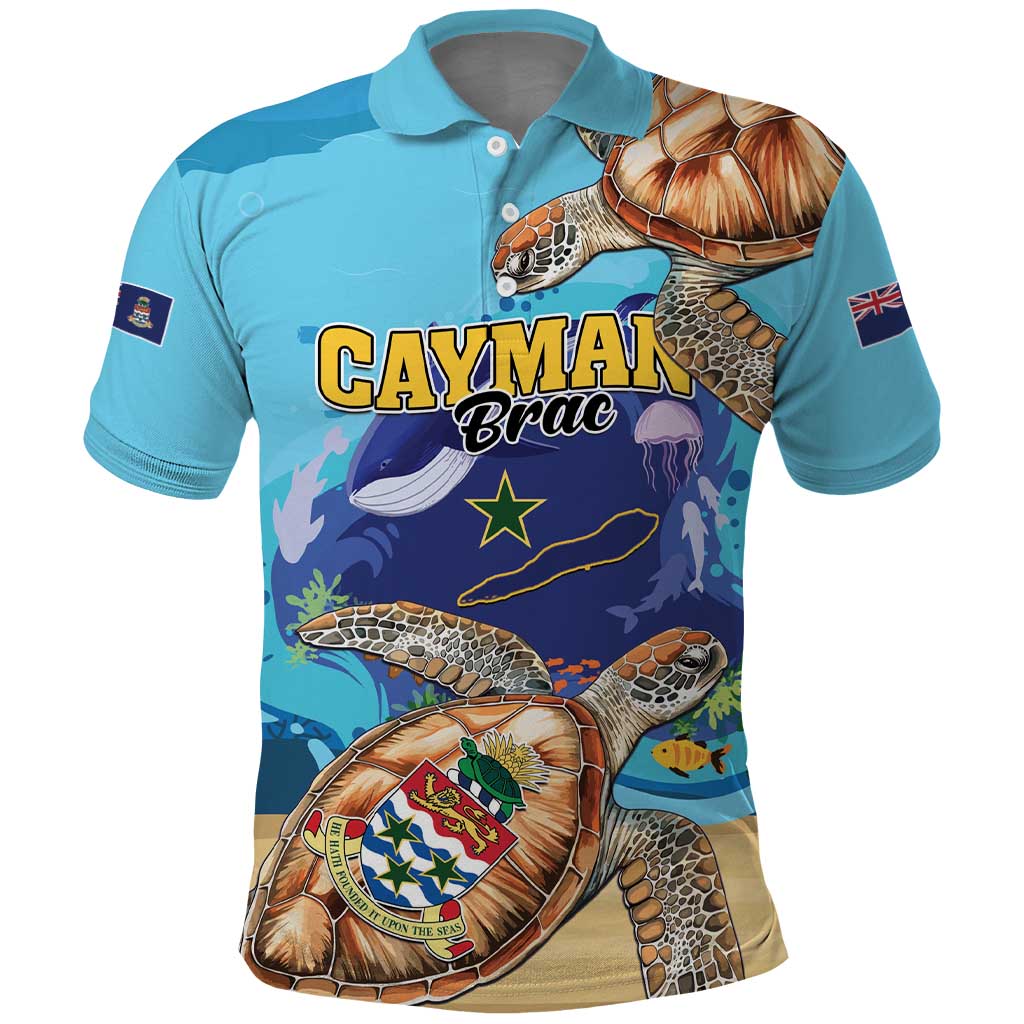 Cayman Brac Map Sea Turtle Polo Shirt Ocean Vibes LT01