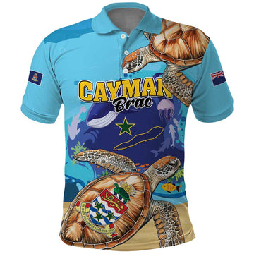 Cayman Brac Map Sea Turtle Polo Shirt Ocean Vibes LT01