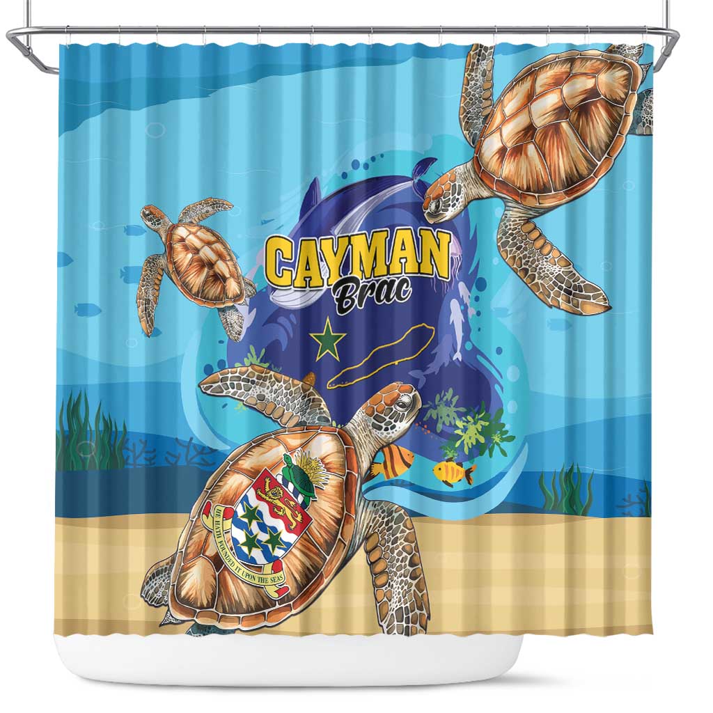 Cayman Brac Map Sea Turtle Shower Curtain Ocean Vibes LT01