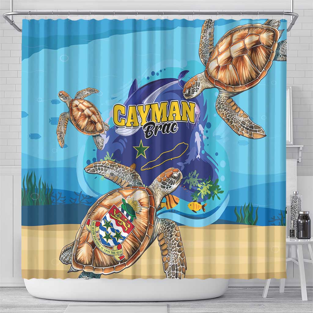 Cayman Brac Map Sea Turtle Shower Curtain Ocean Vibes LT01