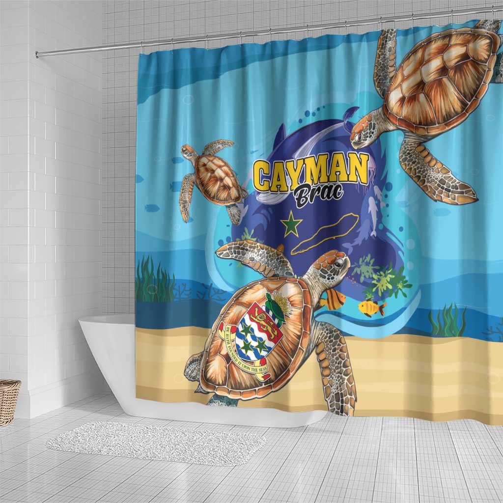 Cayman Brac Map Sea Turtle Shower Curtain Ocean Vibes LT01