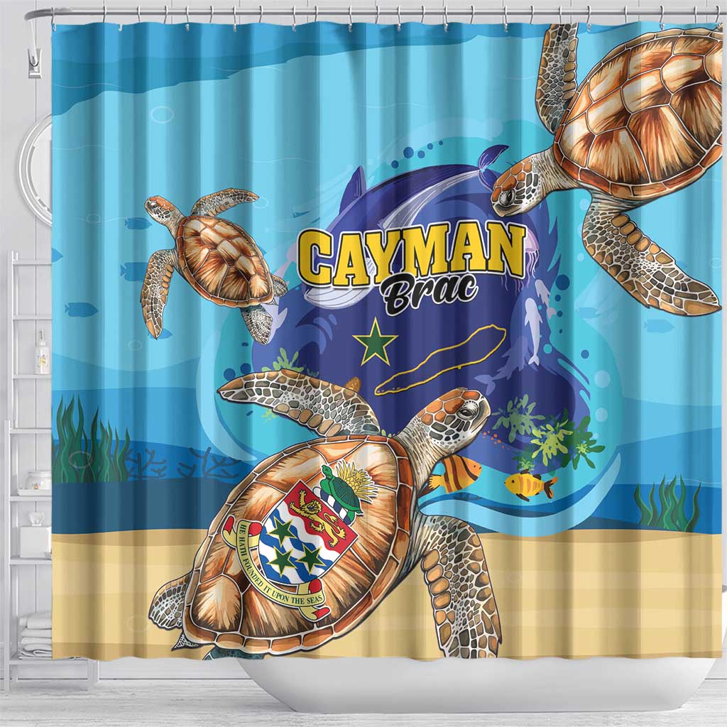 Cayman Brac Map Sea Turtle Shower Curtain Ocean Vibes LT01