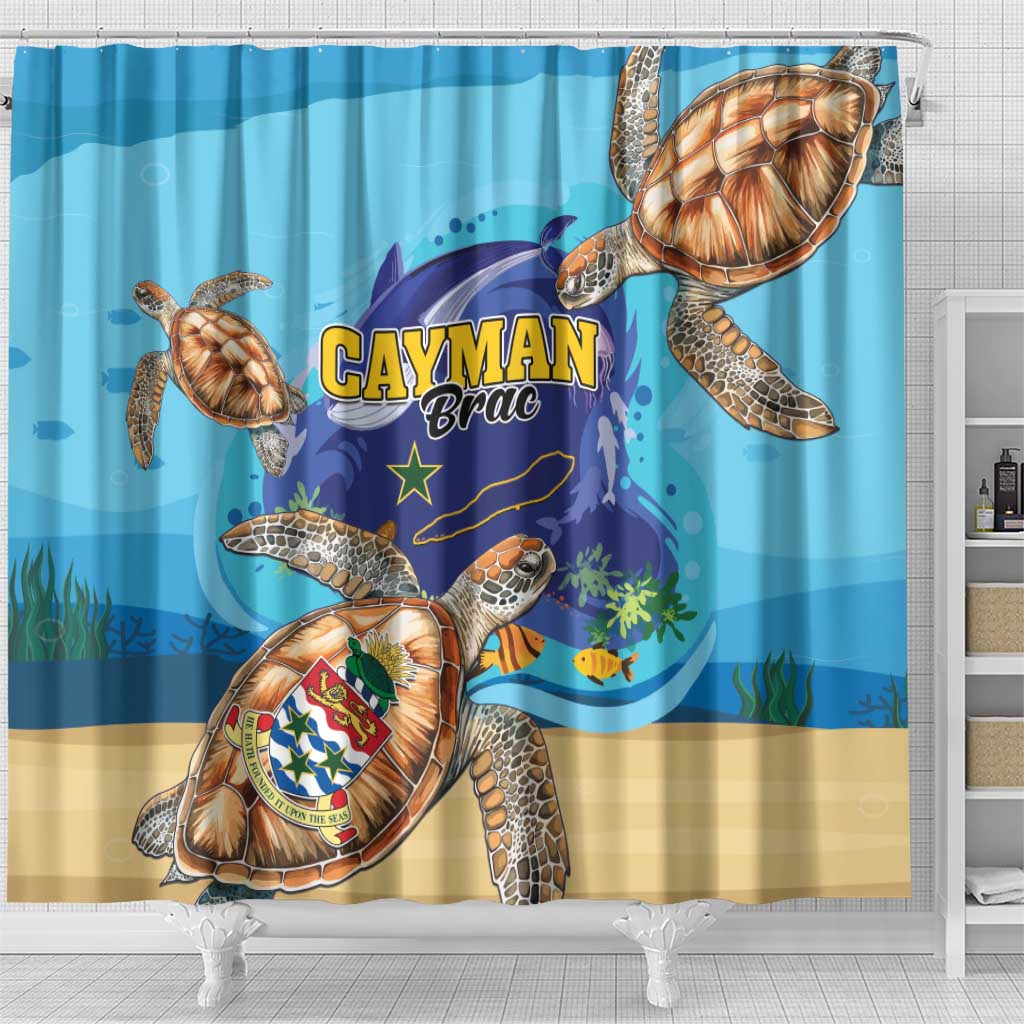 Cayman Brac Map Sea Turtle Shower Curtain Ocean Vibes LT01