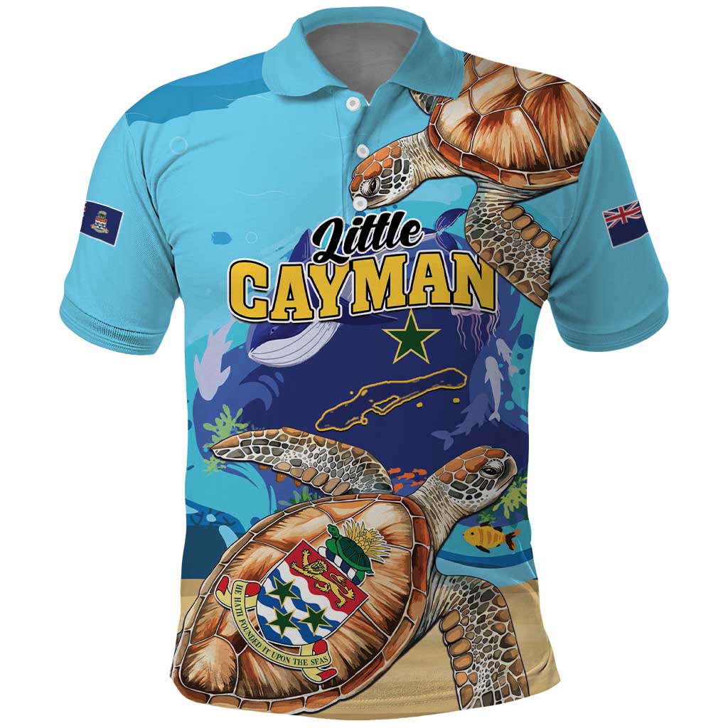 Little Cayman Map Sea Turtle Polo Shirt Ocean Vibes LT01