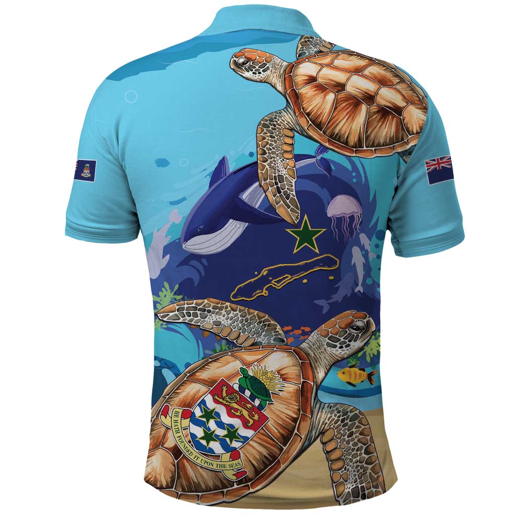 Little Cayman Map Sea Turtle Polo Shirt Ocean Vibes LT01