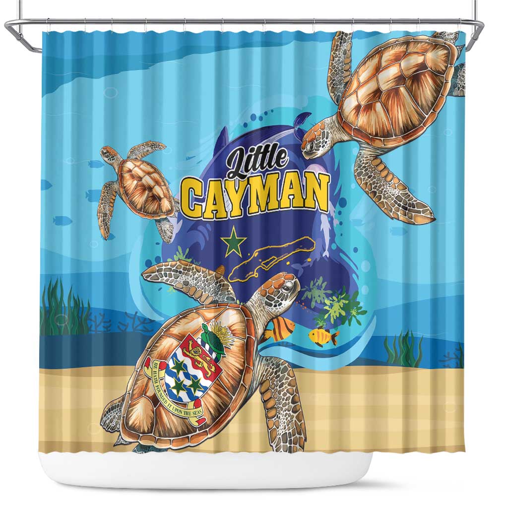 Little Cayman Map Sea Turtle Shower Curtain Ocean Vibes LT01