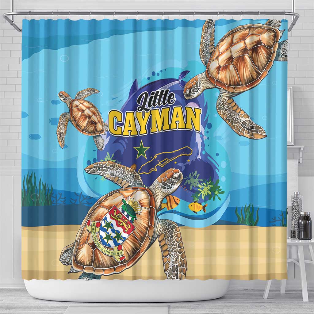 Little Cayman Map Sea Turtle Shower Curtain Ocean Vibes LT01