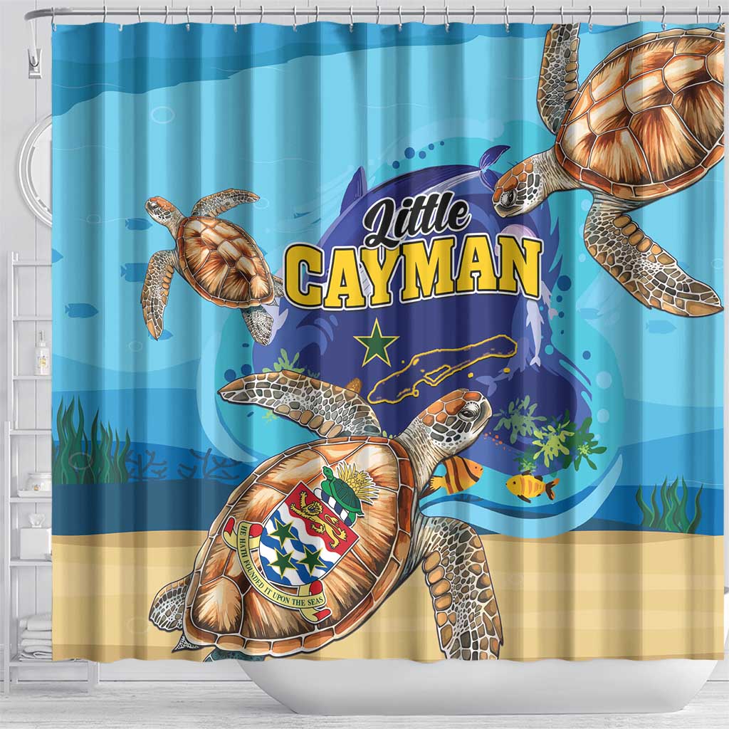 Little Cayman Map Sea Turtle Shower Curtain Ocean Vibes LT01