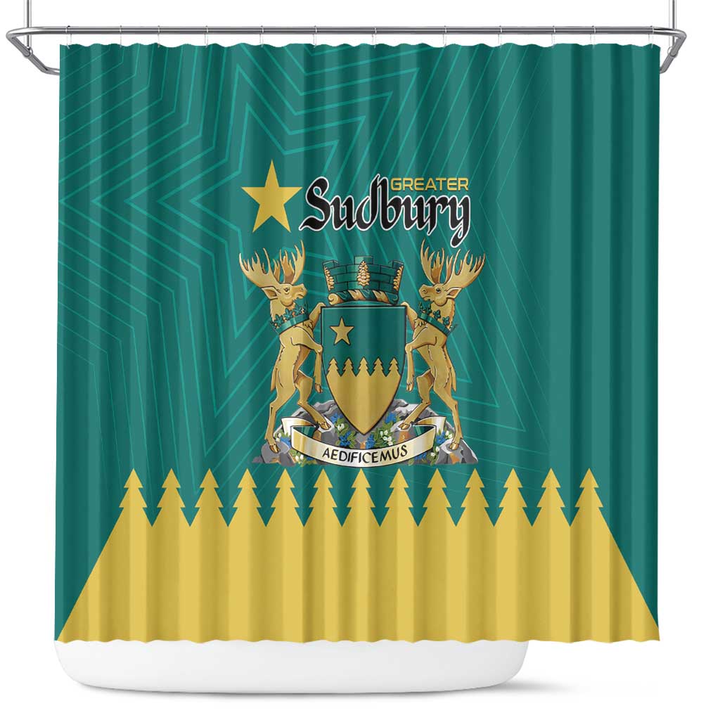 Canada Greater Sudbury Shower Curtain The Nickel Capital Aedificemus LT01