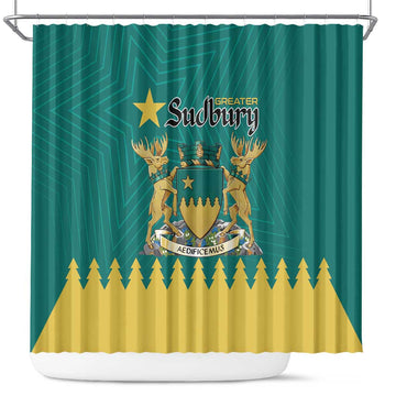 Canada Greater Sudbury Shower Curtain The Nickel Capital Aedificemus LT01