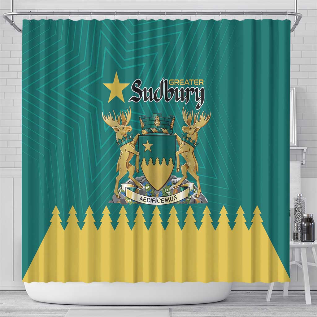 Canada Greater Sudbury Shower Curtain The Nickel Capital Aedificemus LT01