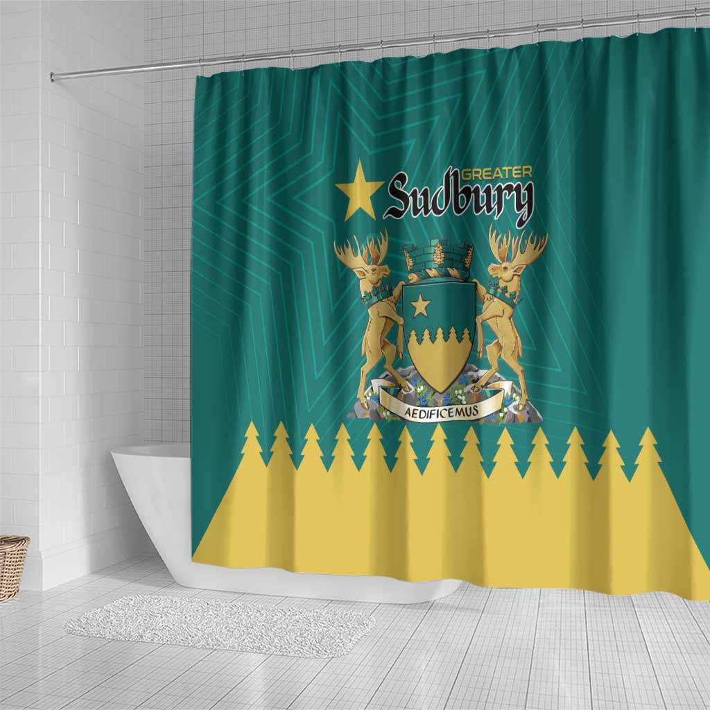 Canada Greater Sudbury Shower Curtain The Nickel Capital Aedificemus LT01