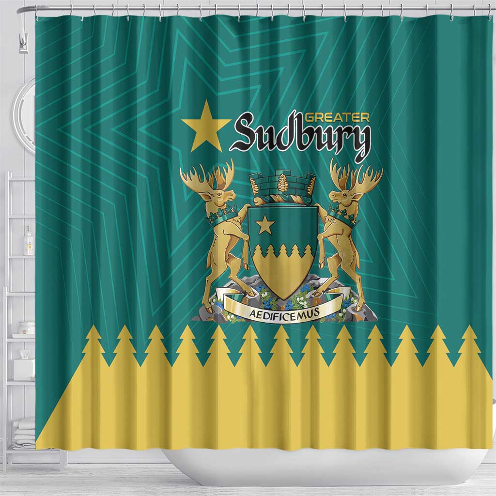 Canada Greater Sudbury Shower Curtain The Nickel Capital Aedificemus LT01