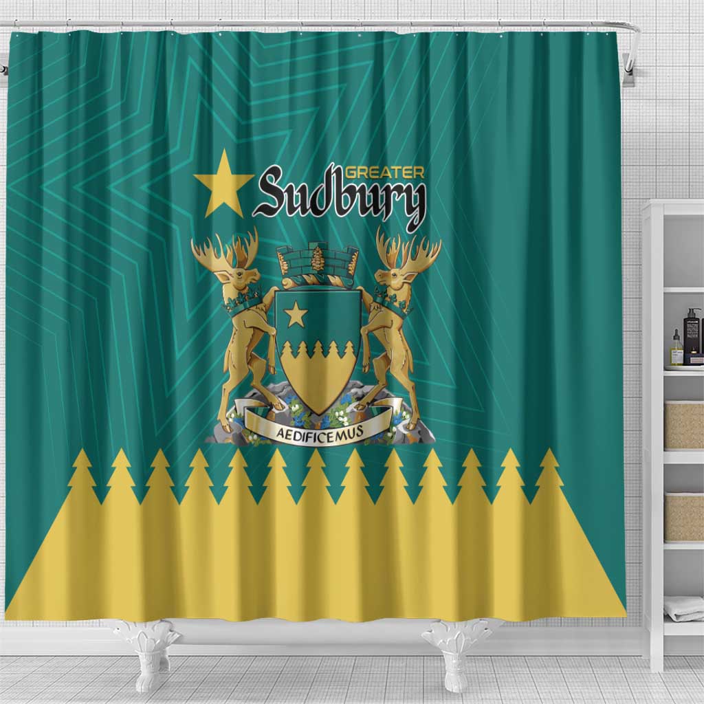 Canada Greater Sudbury Shower Curtain The Nickel Capital Aedificemus LT01
