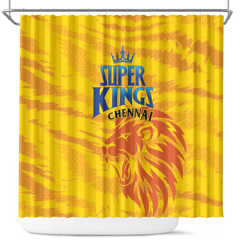 Chennai 2025 Cricket Super Kings Shower Curtain Yellow Army Lions Champion LT01