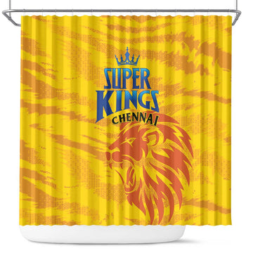 Chennai 2025 Cricket Super Kings Shower Curtain Yellow Army Lions Champion LT01