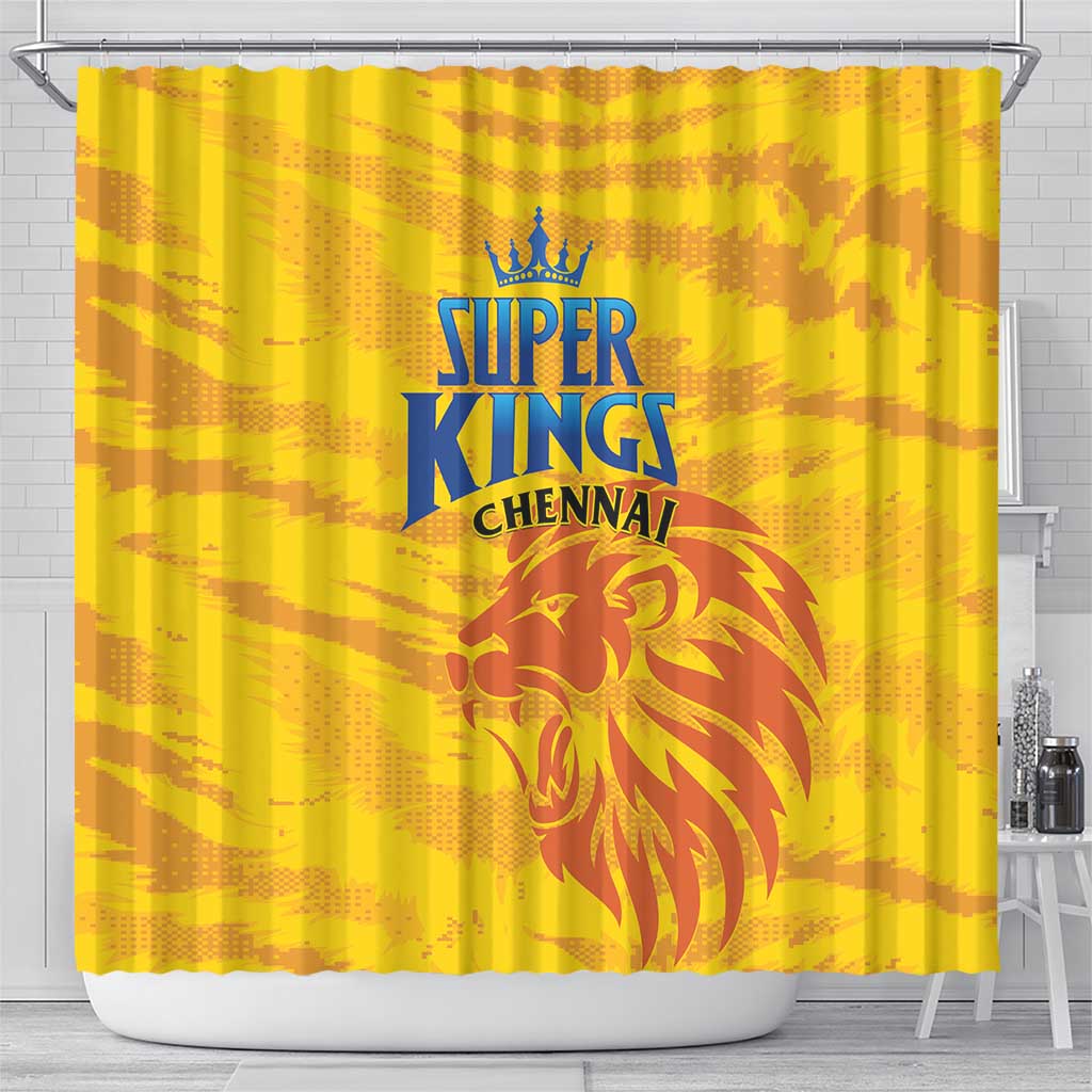 Chennai 2025 Cricket Super Kings Shower Curtain Yellow Army Lions Champion LT01