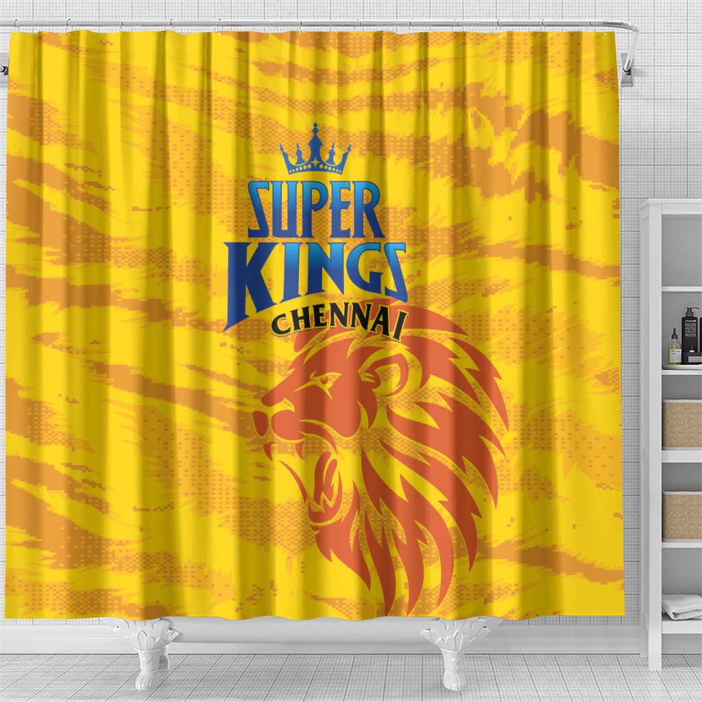 Chennai 2025 Cricket Super Kings Shower Curtain Yellow Army Lions Champion LT01