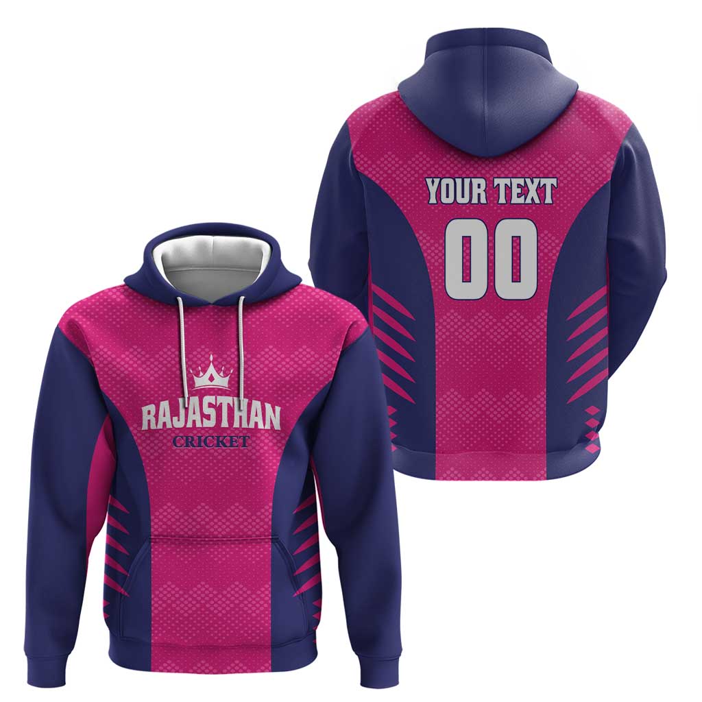 Custom Rajasthan 2025 Cricket Royals Hoodie Pink And Halla Bol LT01