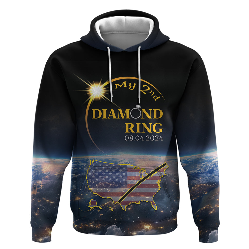 Personalized Total Solar Eclipse 2024 Hoodie My 2nd Diamond Ring LT01