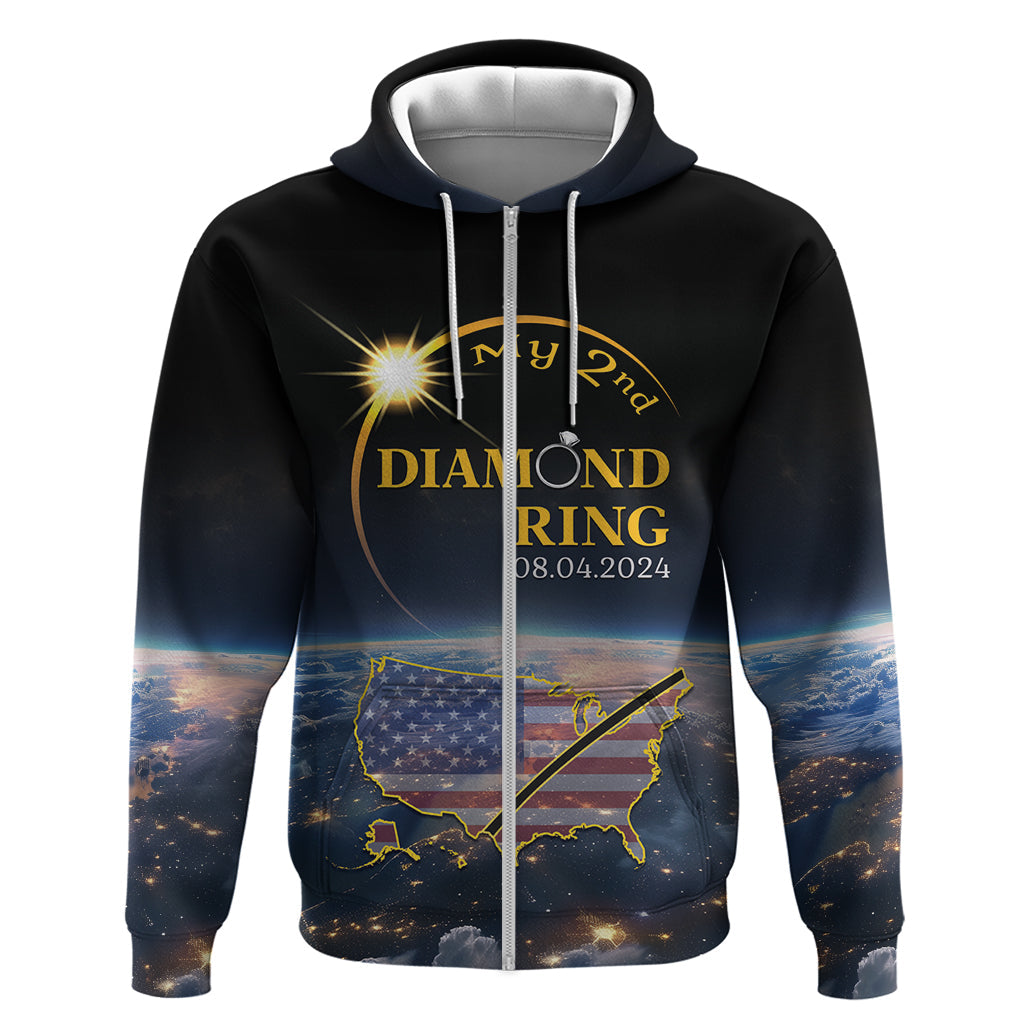 Personalized Total Solar Eclipse 2024 Hoodie My 2nd Diamond Ring LT01