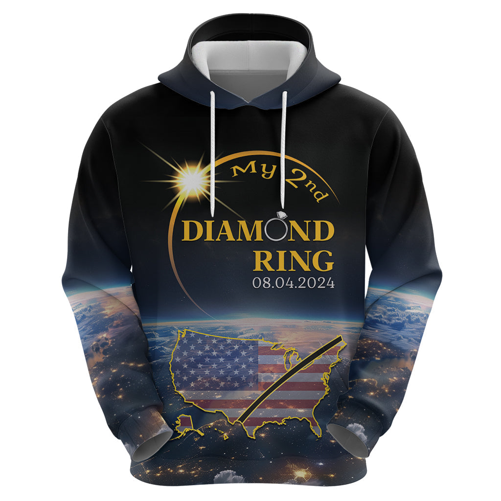 Personalized Total Solar Eclipse 2024 Hoodie My 2nd Diamond Ring LT01